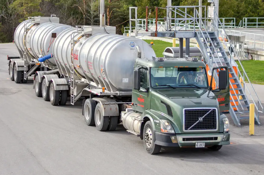 Truck being loaded at a storage facility